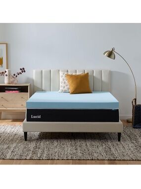 Lucid 4 Inch Memory Foam Mattress Topper, Twin XL Size – Cooling Gel Bed Topper